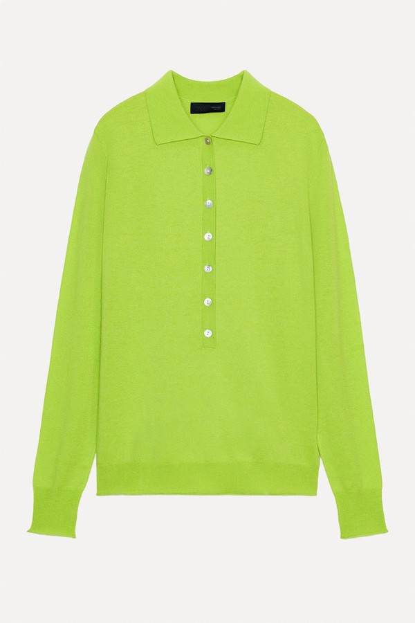 Fine Knit Wool Polo Shirt from Zara