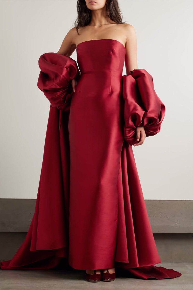 Lea Strapless Satin-Twill Gown from Solace London