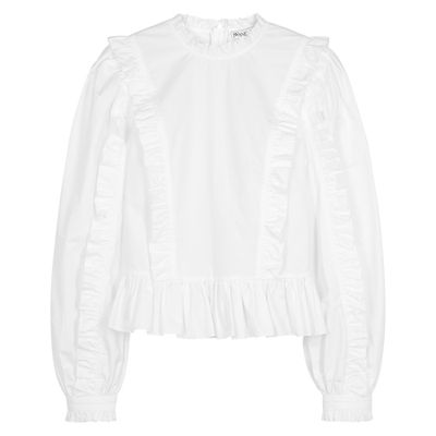 White Ruffle-Trimmed Cotton Blouse from JW Anderson