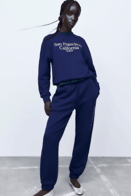 Embroidered Slogan Sweatshirt from Zara