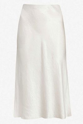 Flared High-rise Crushed Satin Midi Skirt from Vince
