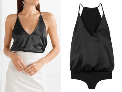 Silk-Satin & Stretch-Jersey Bodysuit from Alix