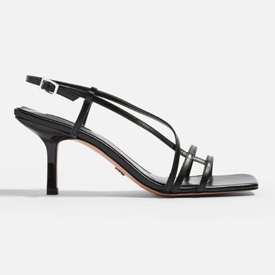 Strippy Black Heeled Sandals from Topshop