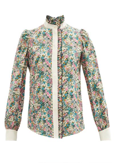 Floral Meadow-Print Silk Crepe-De-Chine Blouse from See By Chloé