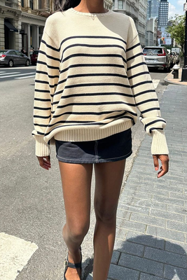 Brianna Cotton Thin Stripe Sweater 