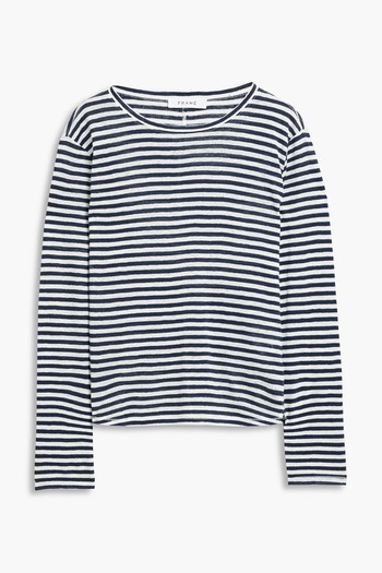 Easy Crew Striped Organic Linen-Jersey Top from Frame