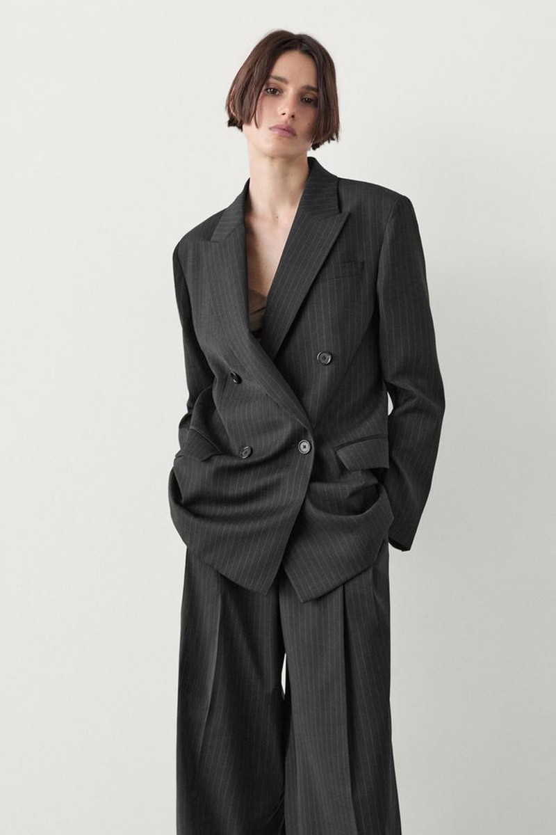 Double-Breasted Pinstripe Blazer from Massimo Dutti