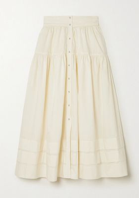Jacinta Tiered Cotton-Poplin Midi Skirt from Ulla Johnson
