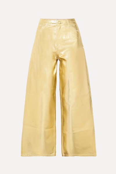 Metallic High-Rise Wide-Leg Organic Jeans from Ganni