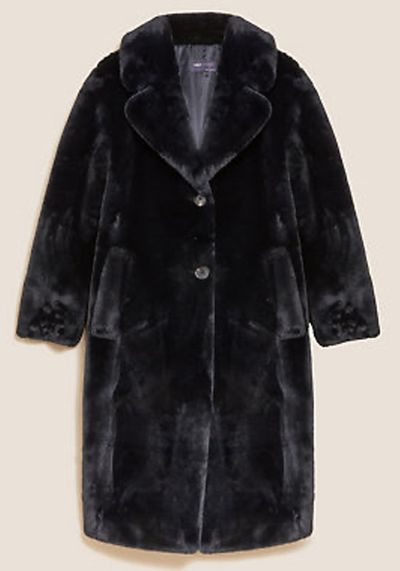 Faux Fur Collared Relaxed Longline Coat