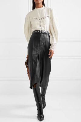Nehora Pleated Leather Midi Skirt from Isabel Marant