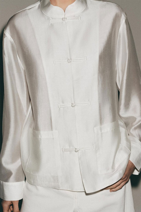 ZW Collection Satin Shirt With Fireman Clasps from Zara
