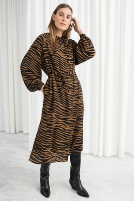 Oversized Belted Zebra Midi Dress from & Other Stories