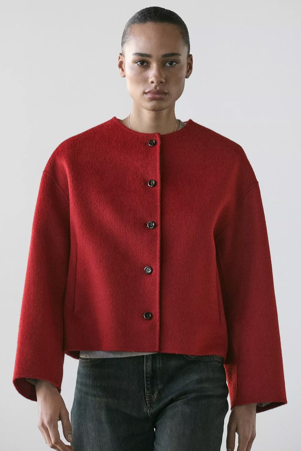 Wool Blend Jacket With Seams from Massimo Dutti