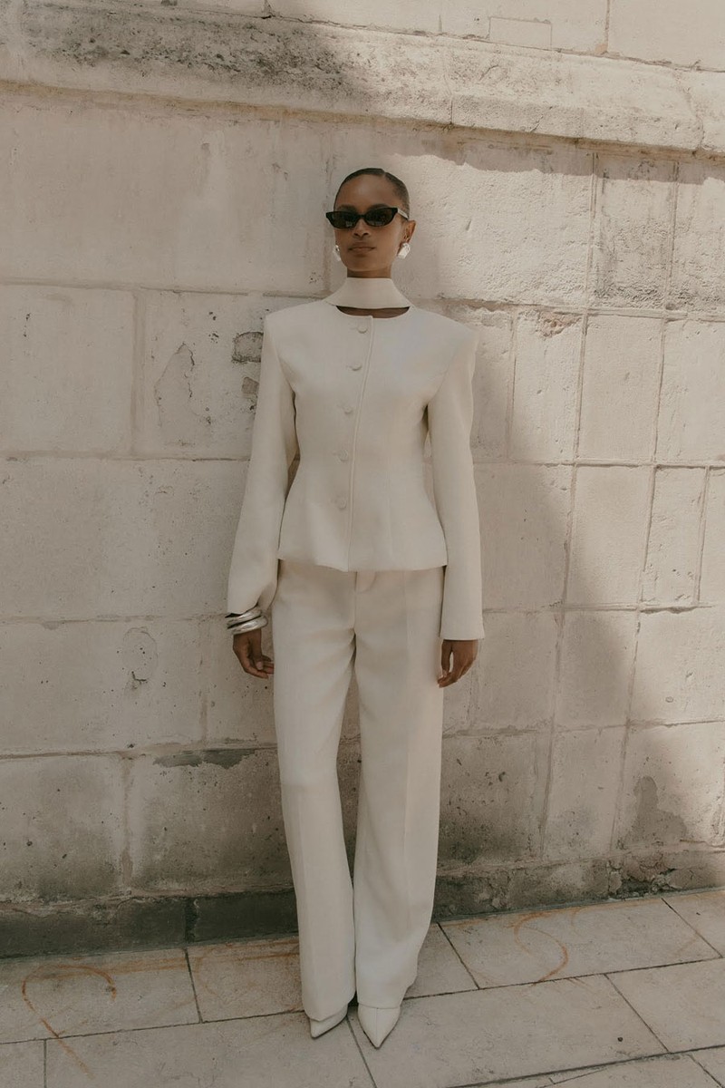 Cream Fitted Wool Jacket from De Savary London