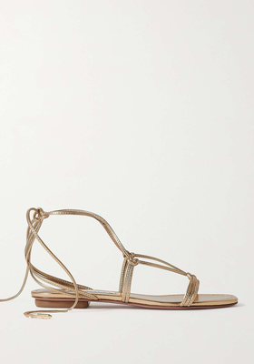Esvedra Lace-Up Metallic Leather Sandals  