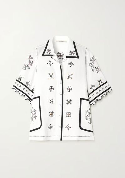 Greta Embroidered Broderie Anglaise Linen Blouse from Vita Kin