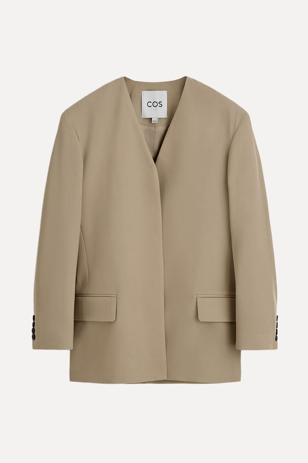 Collarless Wool-Twill Blazer from COS