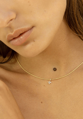 Solid Gold Rope Chain and Diamond Cross Pendant