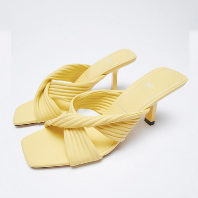 Heeled Sandal With Pleated Straps from Zara