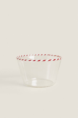 Borosilicate Glass Bowl With Christmas Candy Cane from Zara Home