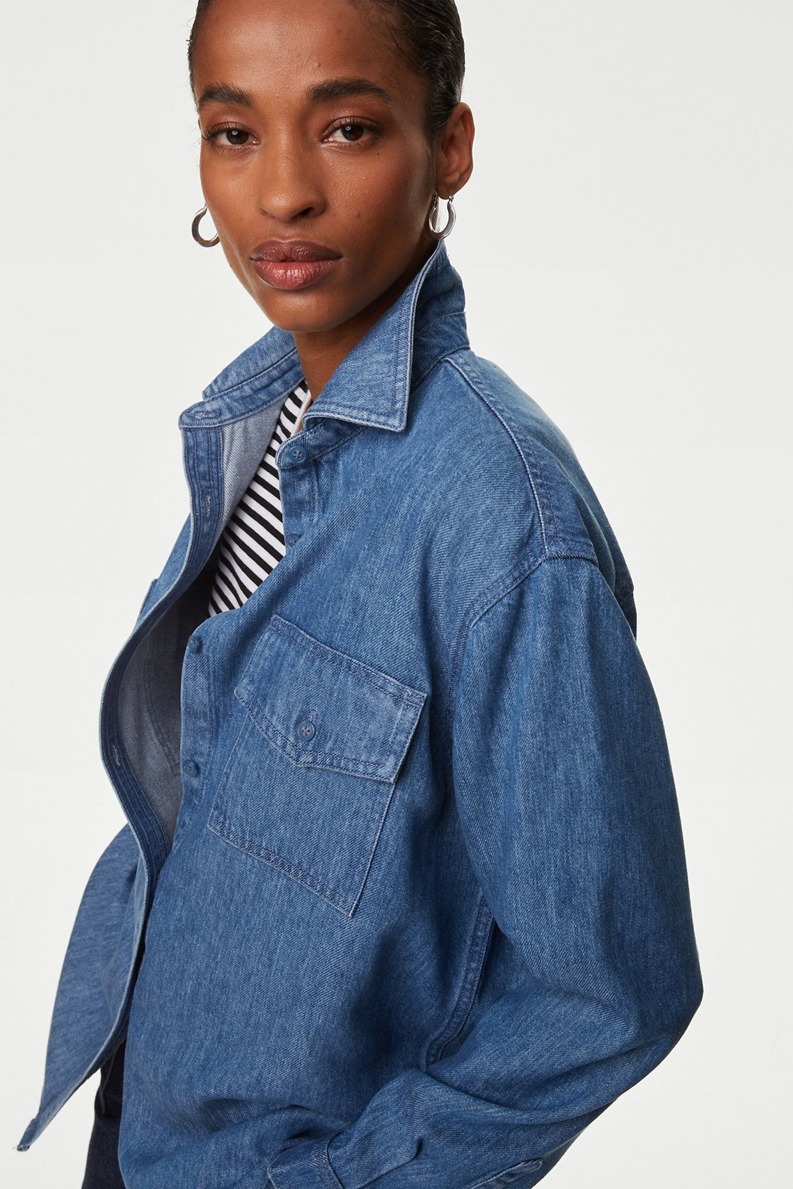 Lyocell™ Denim Collared Relaxed Shirt 