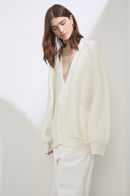 Responsible Wool-Blend Pocket Front Cardigan from Raey