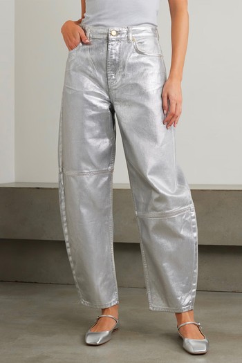 Metallic High-Rise Tapered Organic Jeans, £285 | GANNI 