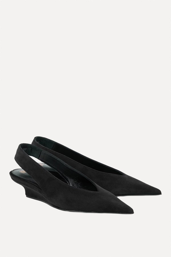 The Suede Wedge-Heel Slingback Pumps  from Toteme 