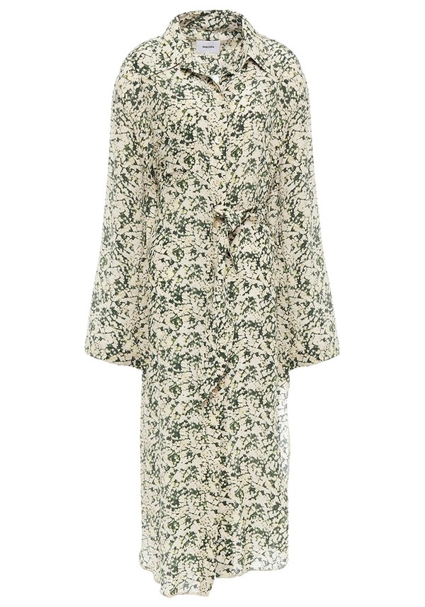 Mona Belted Printed Silk-Crepe Midi Shirt Dress