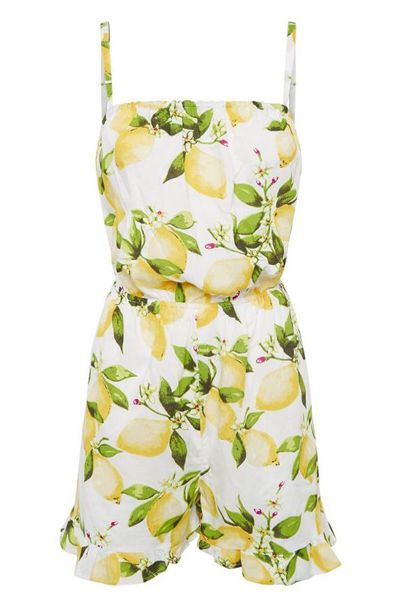 White Lemon Print Beach Playsuit from New Look