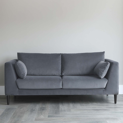 Elsie Grey Velvet Three Seater Sofa
