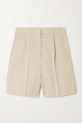 Zampino Pleated Striped Cotton & Silk-Blend Shorts from Max Mara