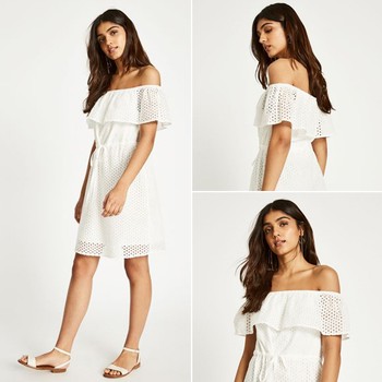 Carrie Off-Shoulder Broderie Dress