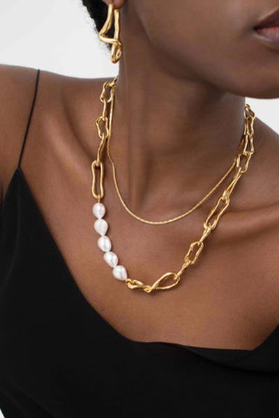 Molten Baroque Pearl Twisted Chain Necklace from Missoma