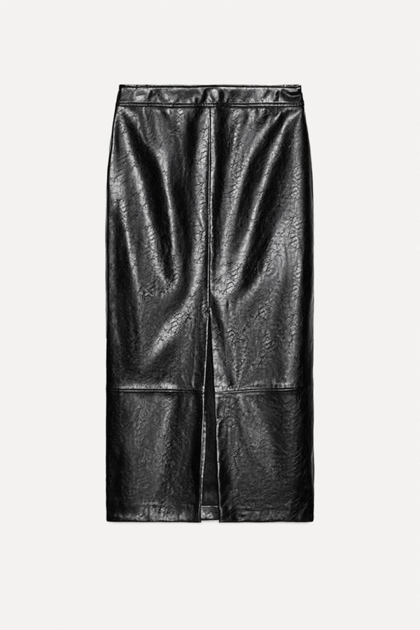  Leather Effect Midi Skirt from  Zara