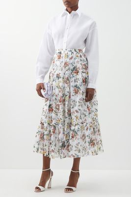 Vacation Olympia Floral-Print Cotton Midi Skirt from Erdem