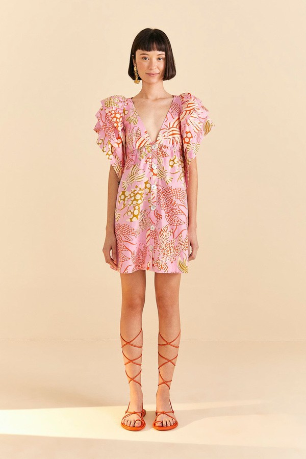 Pink Mixed Lobsters Organic Cotton Mini Dress