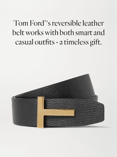 Black & Dark-Brown Reversible Full-Grain Leather Belt from Tom Ford