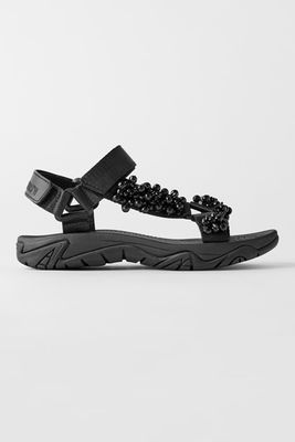 Flat Sport Sandals With Beading from Zara
