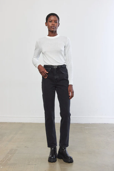 No.6 High Waist Straight Full Length Denim Trousers from De Rococo