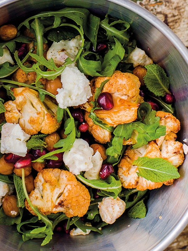 Roasted Cauliflower, Chickpea & Feta Salad