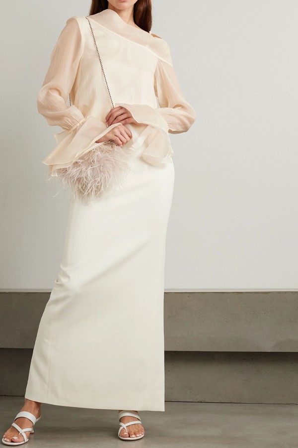 Edith One-Shoulder Ruffled Crepon Blouse from Aje