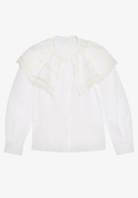 Ernesta Ruffled Lace-Trim Blouse from Sandro