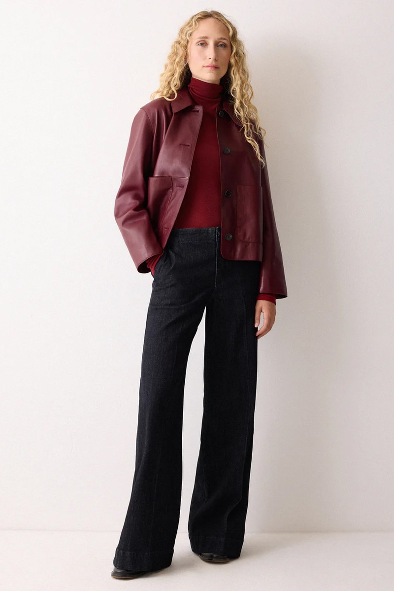 Wool Jersey Polo Neck Top