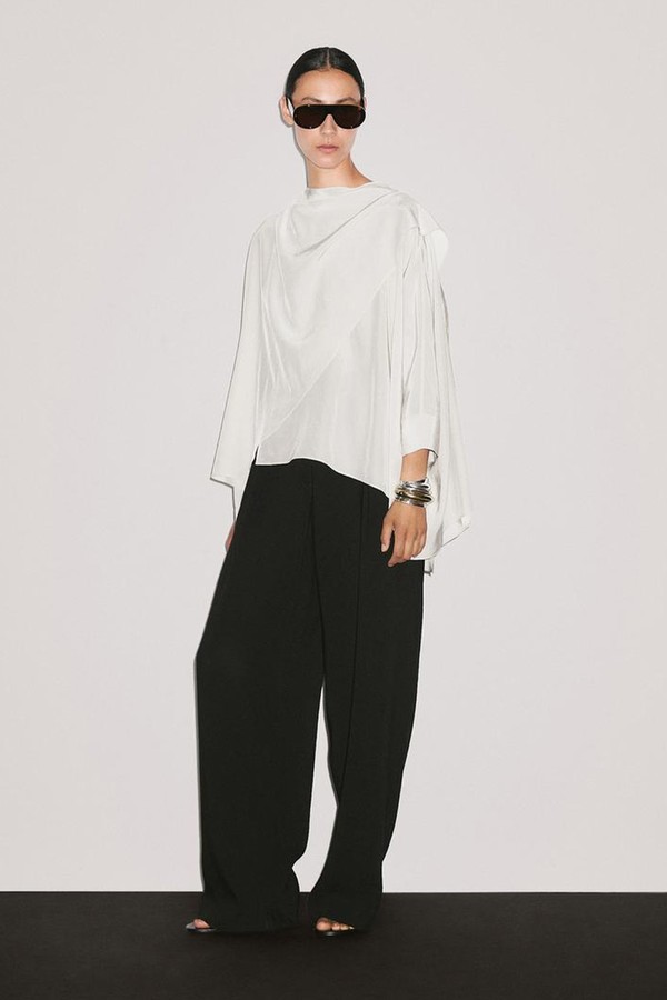 Short Flowing Cape With Sleeve Detail from Massimo Dutti
