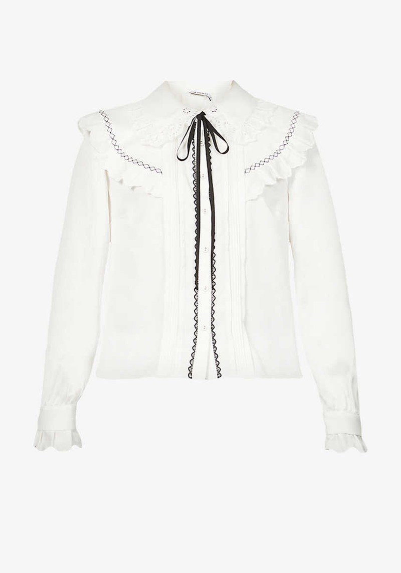 Frilled-Trim Crepe Shirt from Self-Portrait