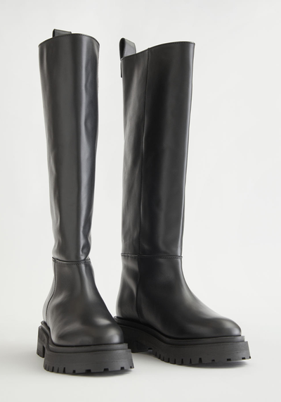 Chunky Sole Tall Leather Boots