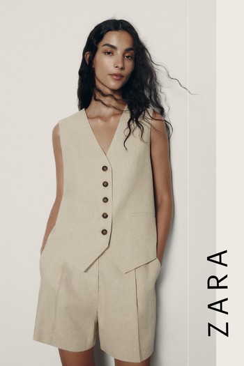 Tailored Linen Blend Waistcoat from Zara