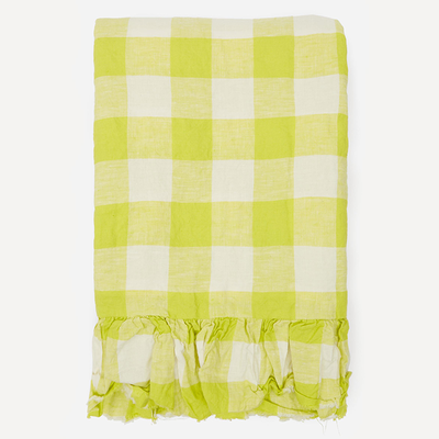 Limoncello Gingham Ruffle King Single Flat Sheet